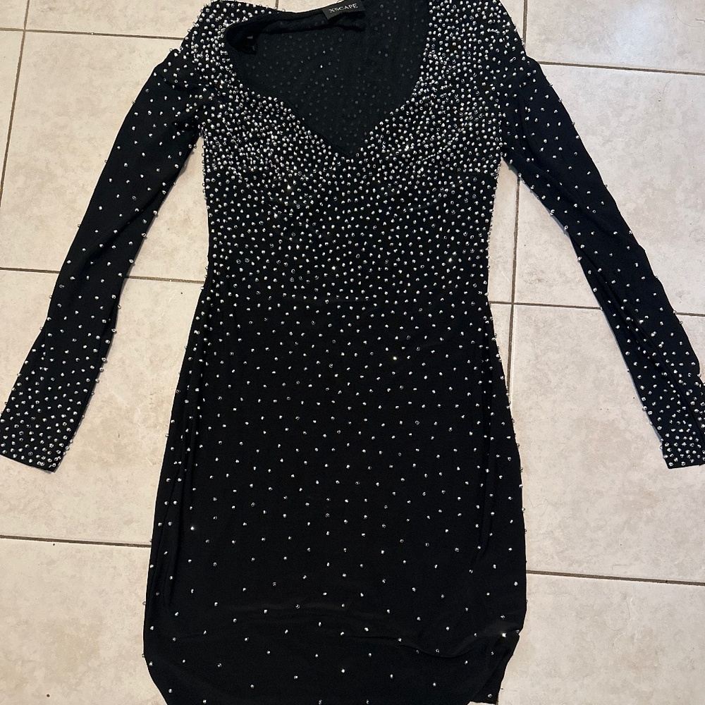 Xscape black and silver studded dress/worn once